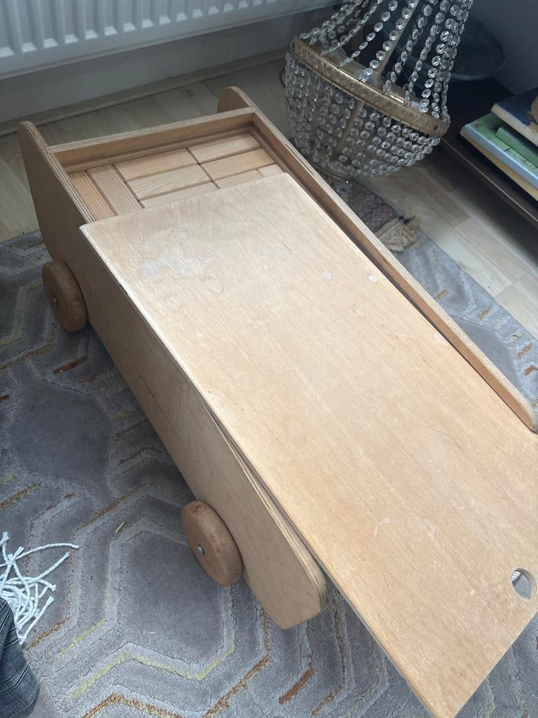 Vintage Houten Blokkenkar, Kinderen en Baby's, Speelgoed | Houten speelgoed, Ophalen, Gebruikt