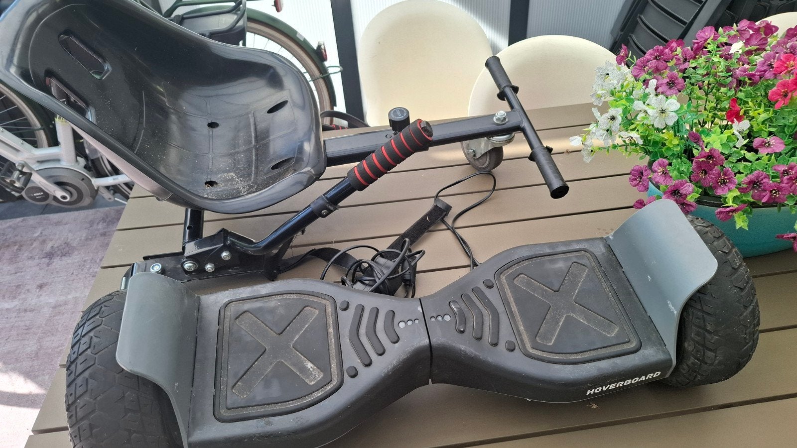 Hoverboard met kart - accu leeg, lage prijs, Gebruikt