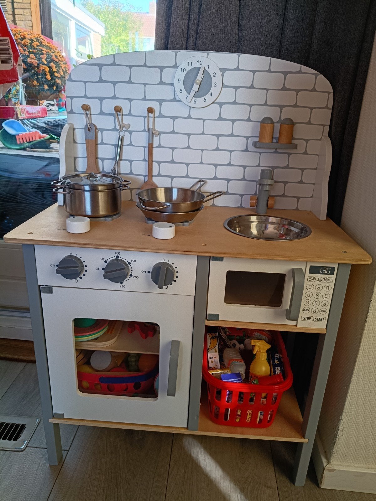 Houten speelkeuken met accessoires, Ophalen, Gebruikt