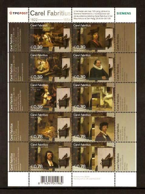 Nederland NVPH nr V2285/94 postfris Carel Fabritius 2004, Ophalen of Verzenden, Na 1940, Postfris