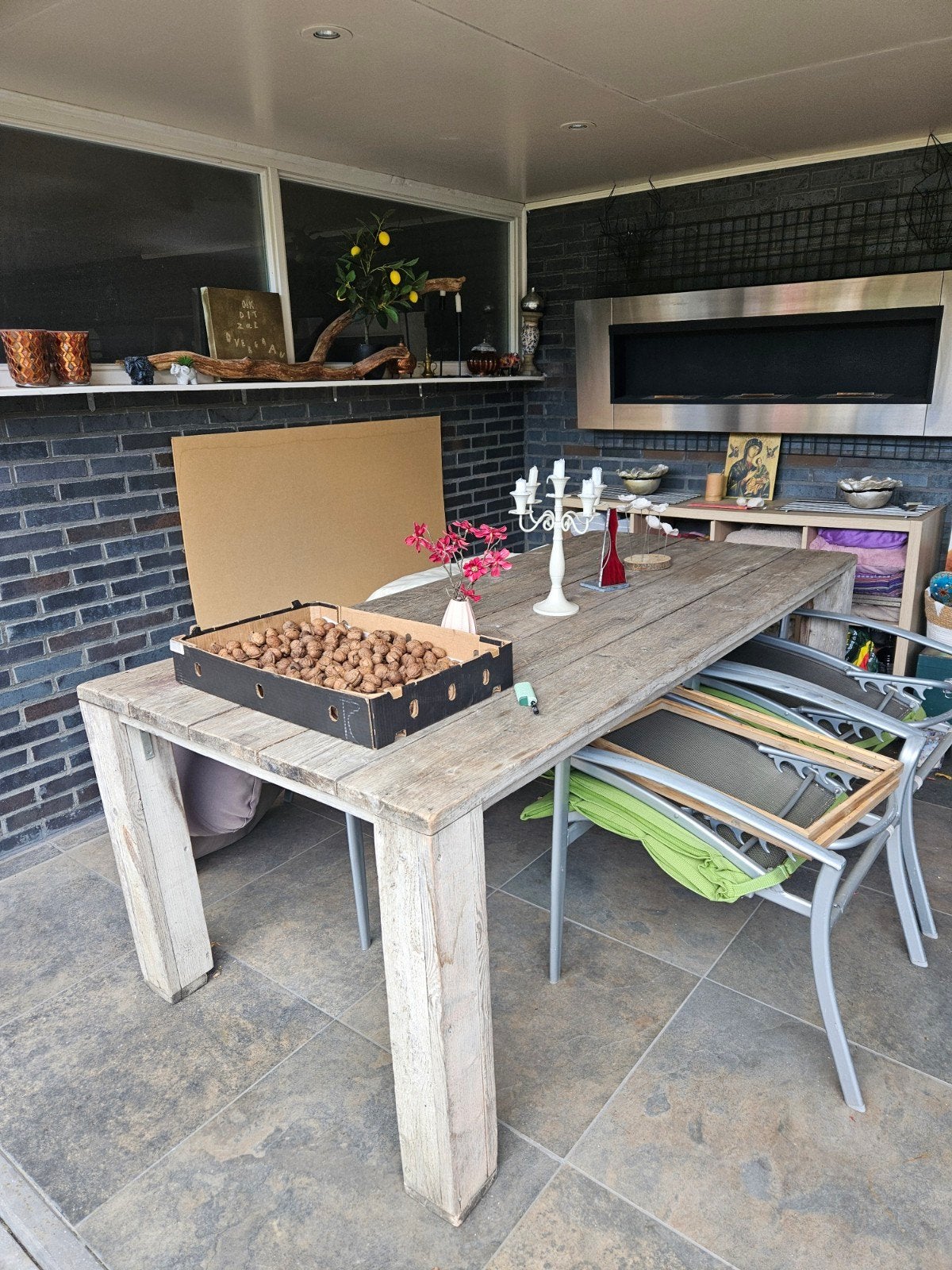 Grote steigerhouten tuintafel 210x100 cm, Ophalen, Rechthoekig, Hout