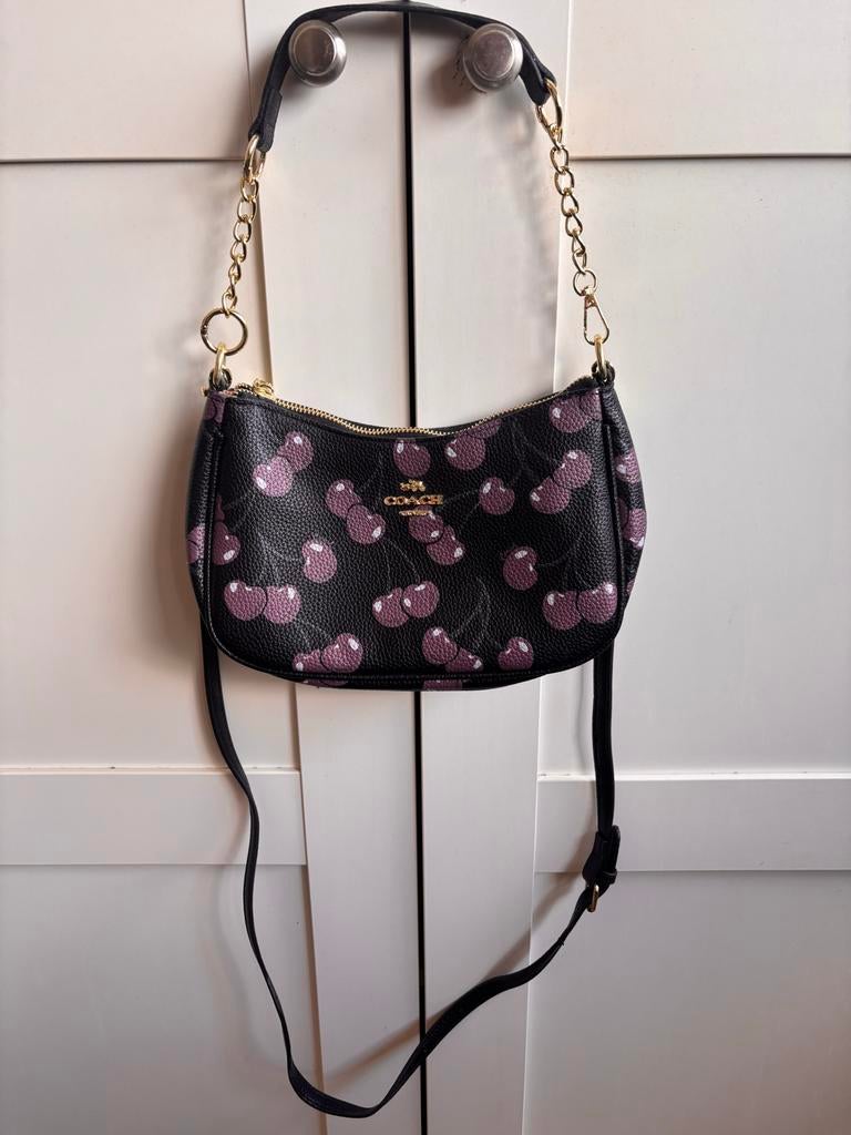 Tas met kersjes patroon C., Sieraden, Tassen en Uiterlijk, Tassen | Damestassen, Verzenden, Nieuw, Zwart, Schoudertasje