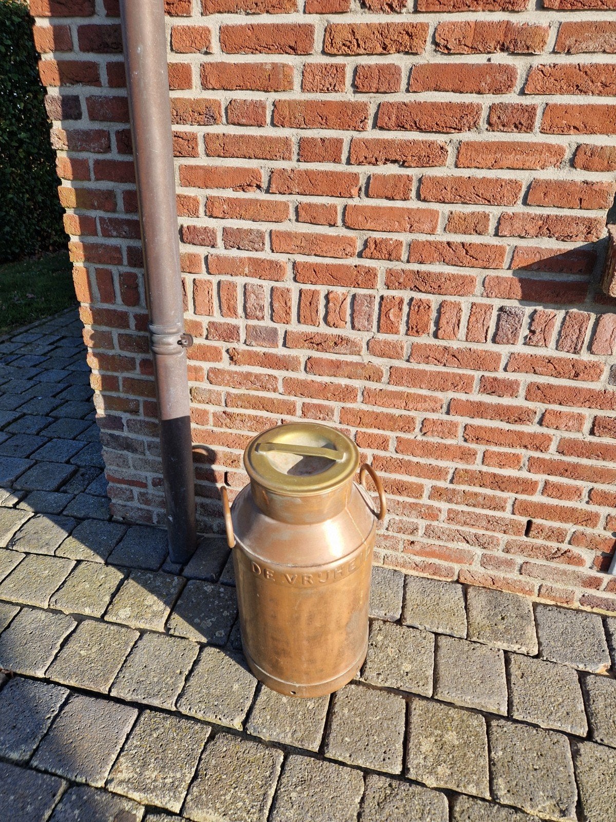 Antieke koperen melkbus met messing deksel, Antiek en Kunst, Ophalen of Verzenden