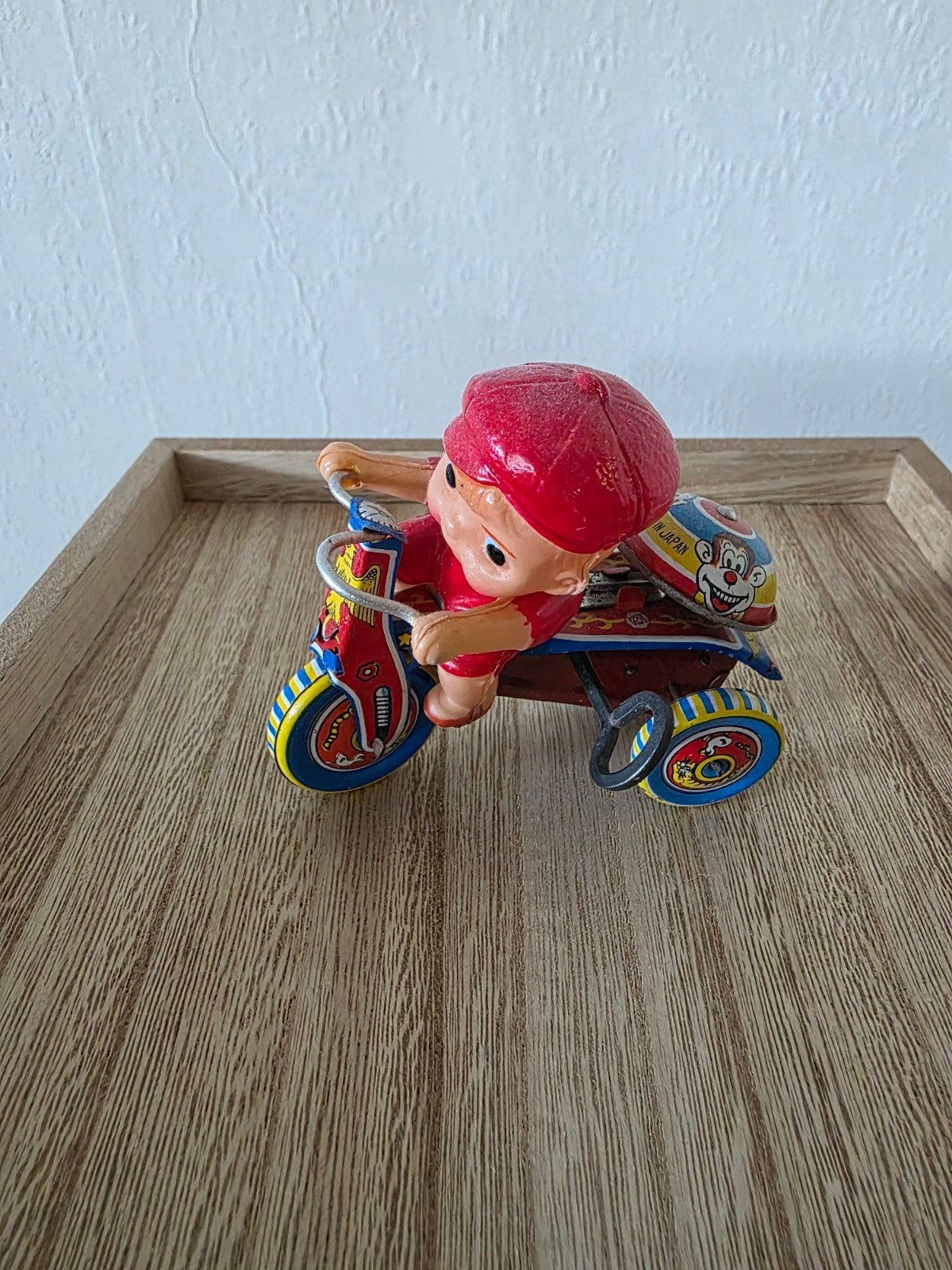 Vintage blikken speelgoed driewieler met jongen, Antiek en Kunst, Ophalen of Verzenden
