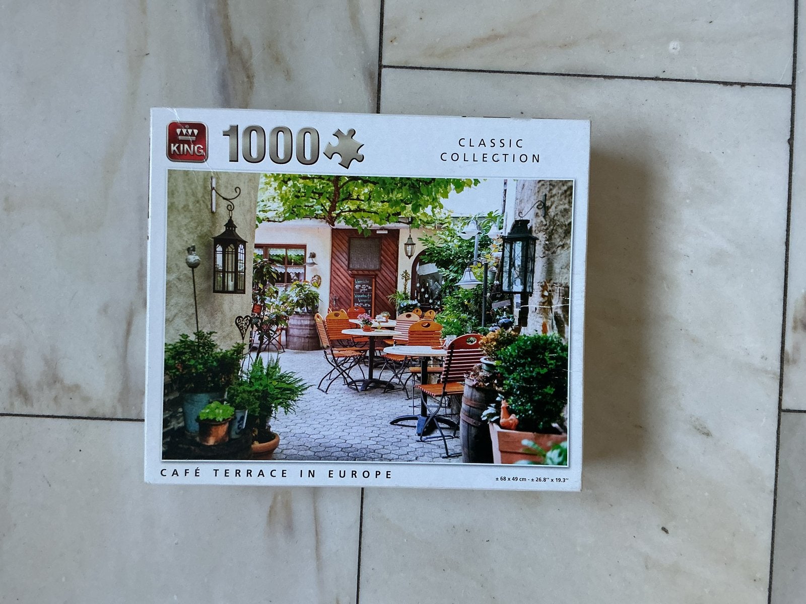 King Legpuzzel 1000 stukjes - Café Terras in Europa, Ophalen of Verzenden, 500 t/m 1500 stukjes, Zo goed als nieuw, Legpuzzel