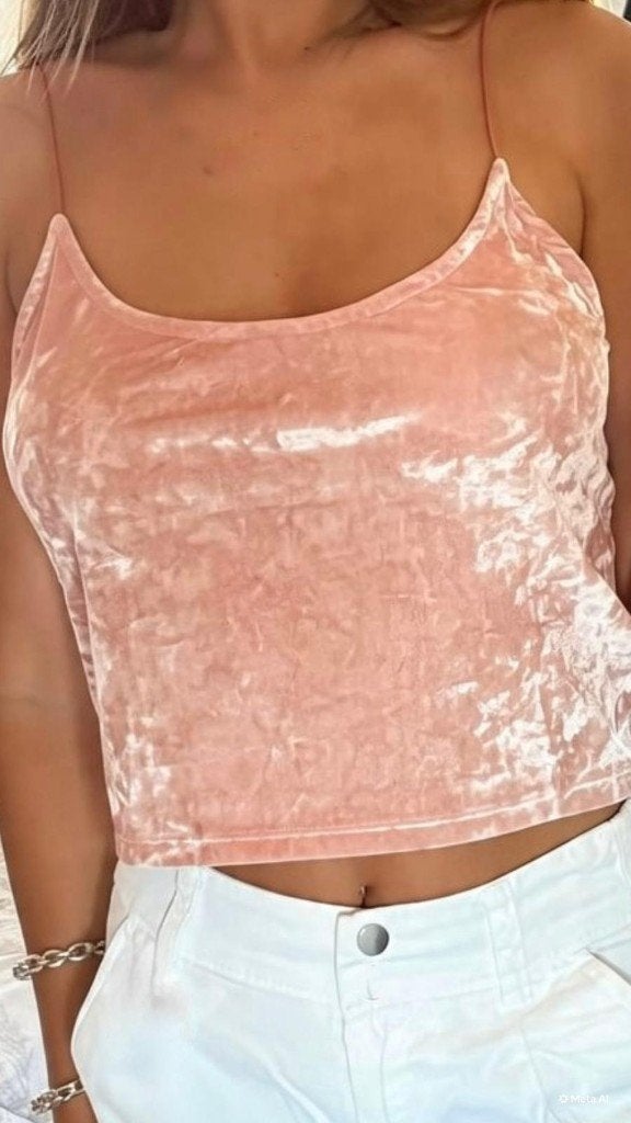 Roze velvet crop top / topje H&M Maat S, Kleding | Dames, Maat 38/40 (M), H&M, Ophalen of Verzenden, Zo goed als nieuw