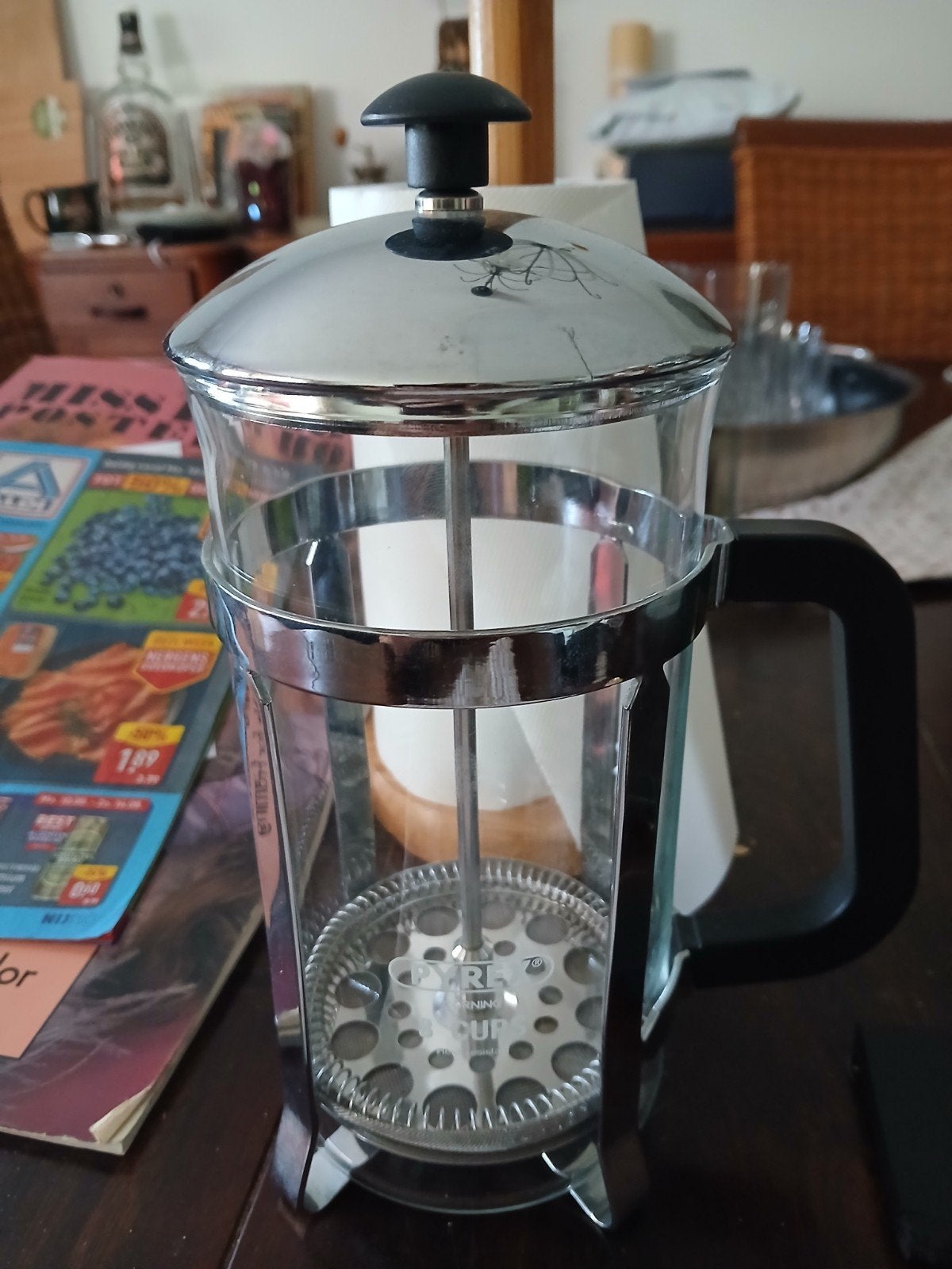 French press koffiezetter - nauwelijks gebruikt (8 kopjes), Ophalen of Verzenden, Zo goed als nieuw