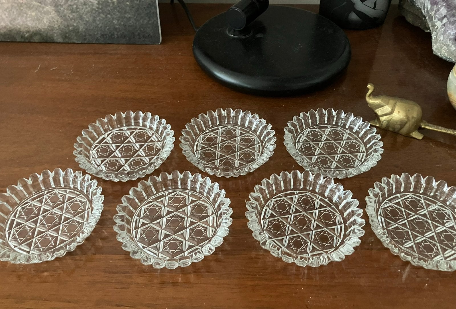 Vintage glazen onderzetters voor kaars, theezakje of nootjes, Ophalen of Verzenden, Zo goed als nieuw, Glas