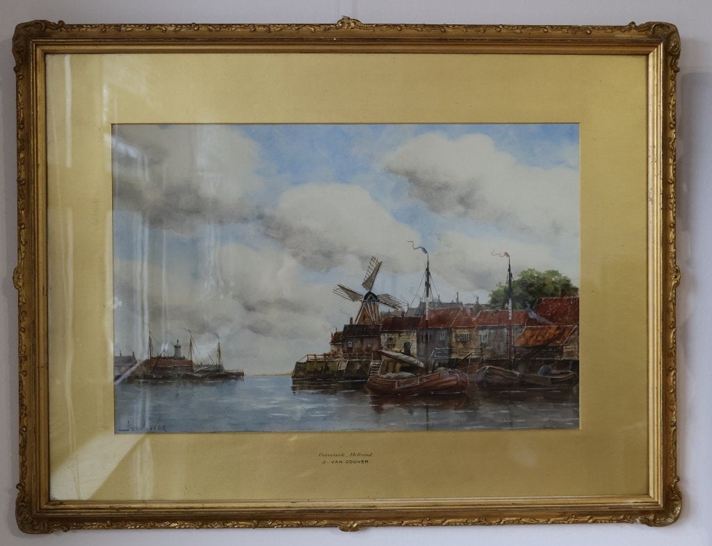 Hermanus Koekkoek II jr. 1836-1909 tekening Overvoorde, Maritiem / water, Bijzondere lijst, Ophalen of Verzenden, Klassiek