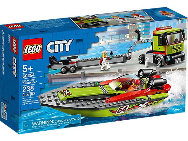 LEGO City 60254 Raceboot Transporter, Kinderen en Baby's, Speelgoed | Duplo en Lego, Ophalen of Verzenden, Gebruikt, Complete set