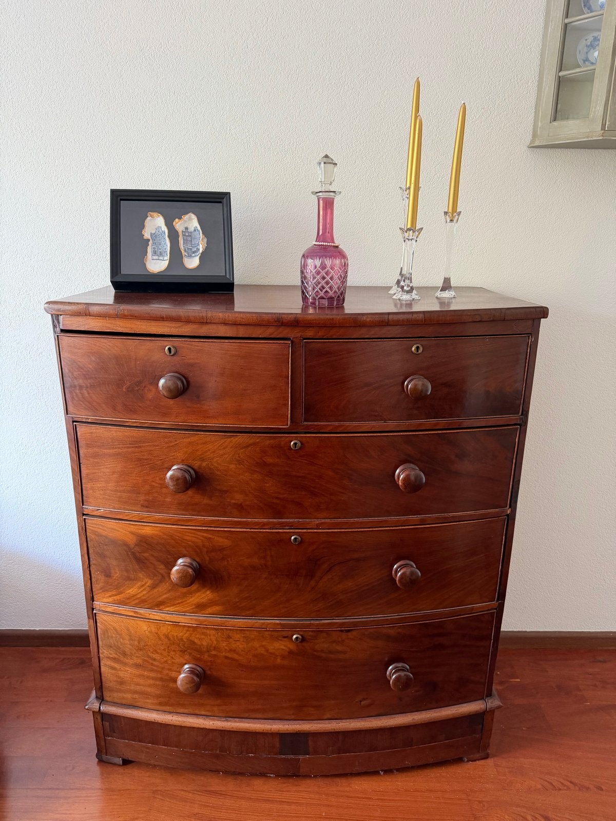 Antieke mahonie commode met 4 laden, Ophalen