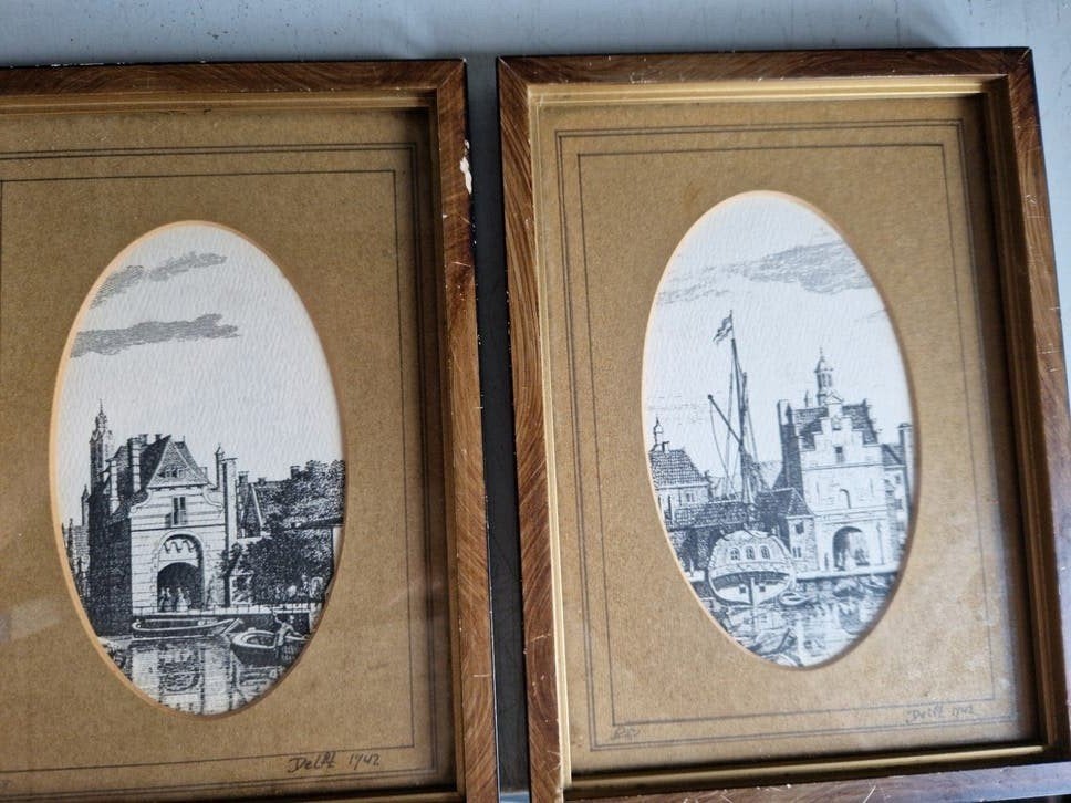 Schilderijtje 2 stuks Delft, Ophalen of Verzenden
