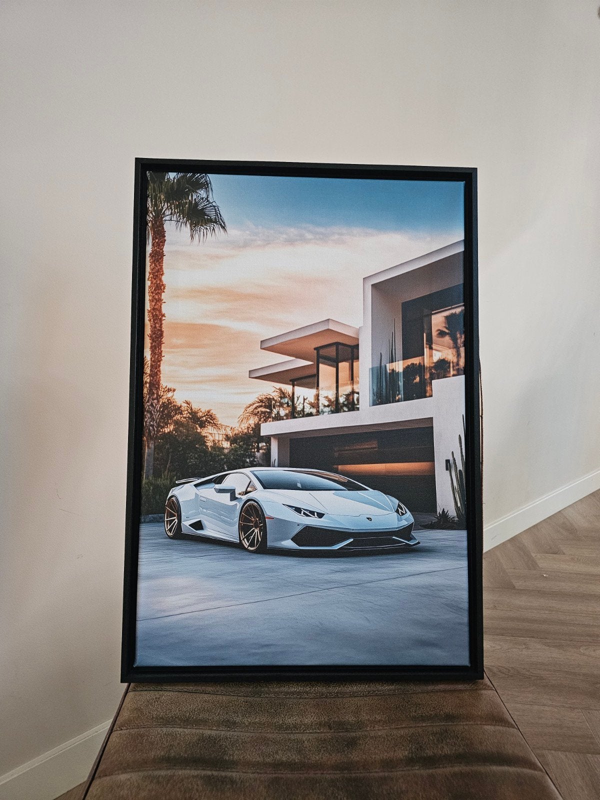 Canvas 40x60 met baklijst - Lamborghini Huracan, 50 – 75, Minder dan 50 cm, Ophalen of Verzenden, Print