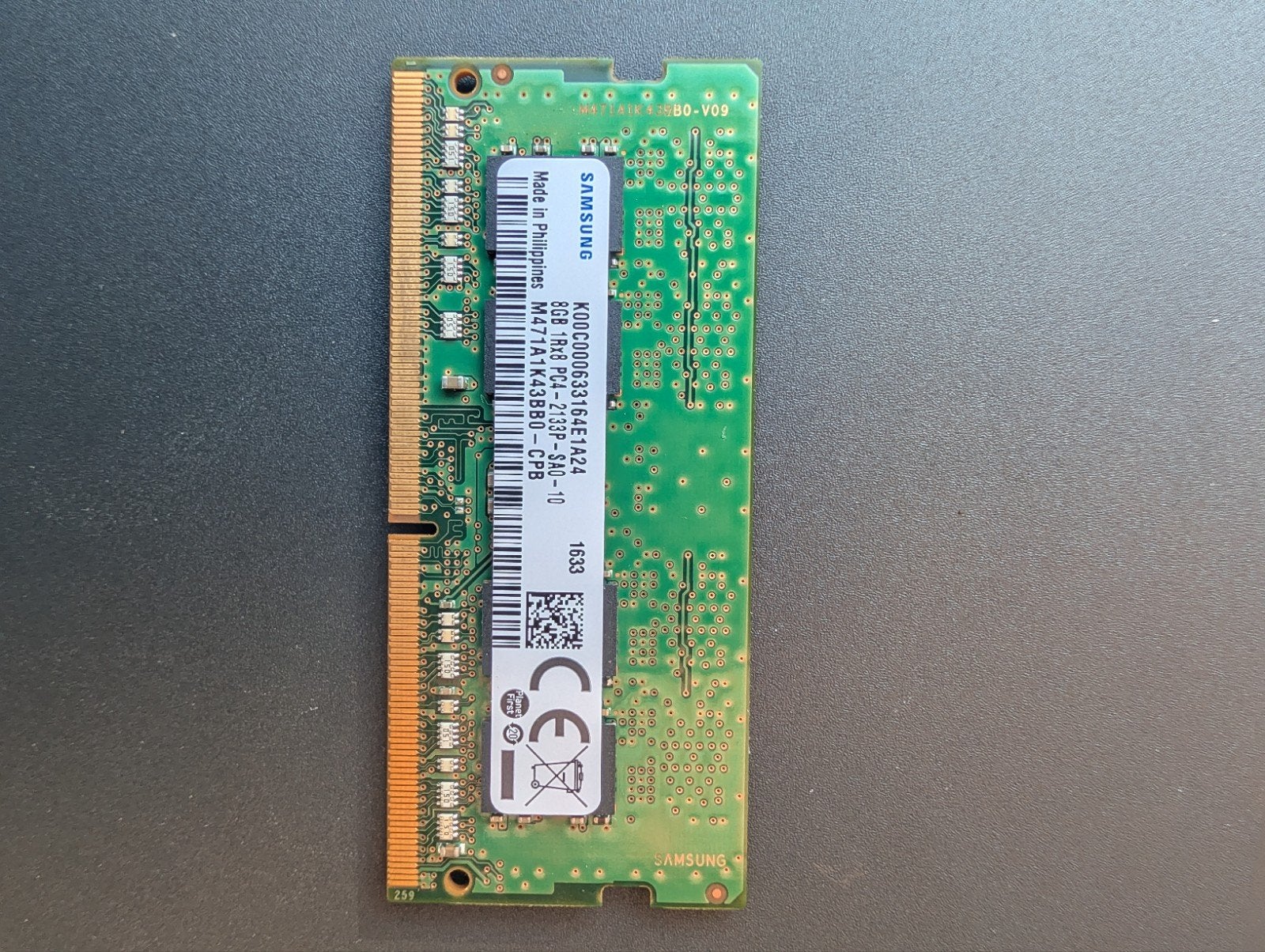Samsung 8GB DDR4 2133MHz Laptop RAM SO-DIMM M471A1K43BB0-CPB, Gebruikt, DDR4, 8 GB, Ophalen of Verzenden