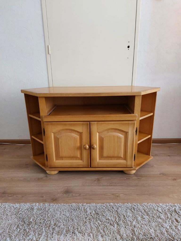 Blank patine eiken tv / stereo meubel., Ophalen, Gebruikt, 100 tot 150 cm, Eikenhout