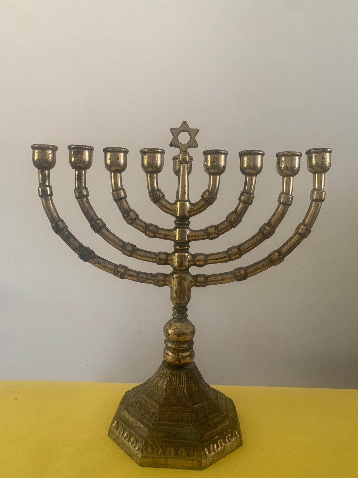 Antieke Messing Menora - Joodse Kandelaar, Antiek en Kunst, Ophalen of Verzenden, Koper of Brons