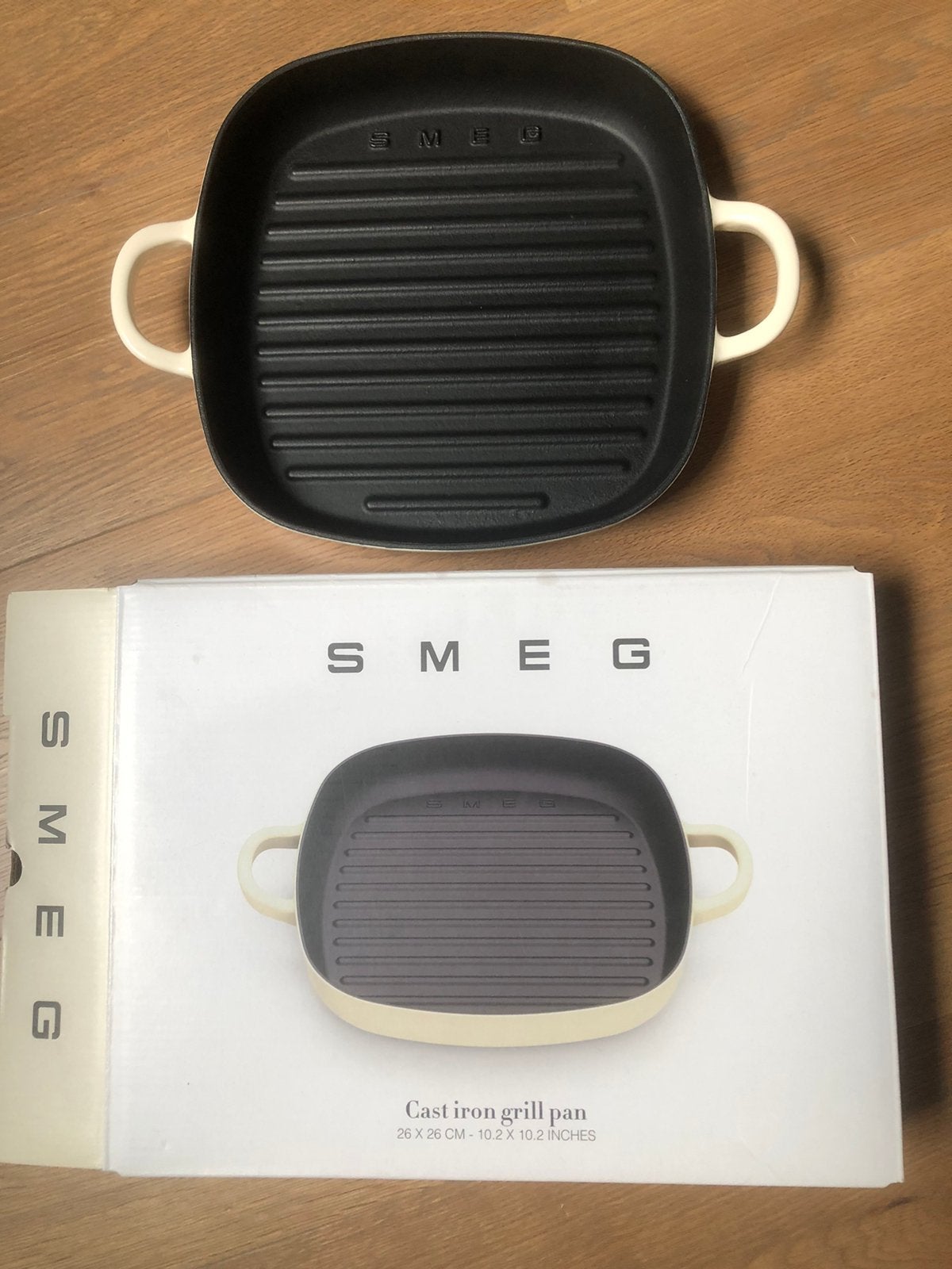 SMEG grill pan Koock Amsterdam gietijzer, Ophalen, Zo goed als nieuw, Gietijzer, Koekenpan of Braadpan
