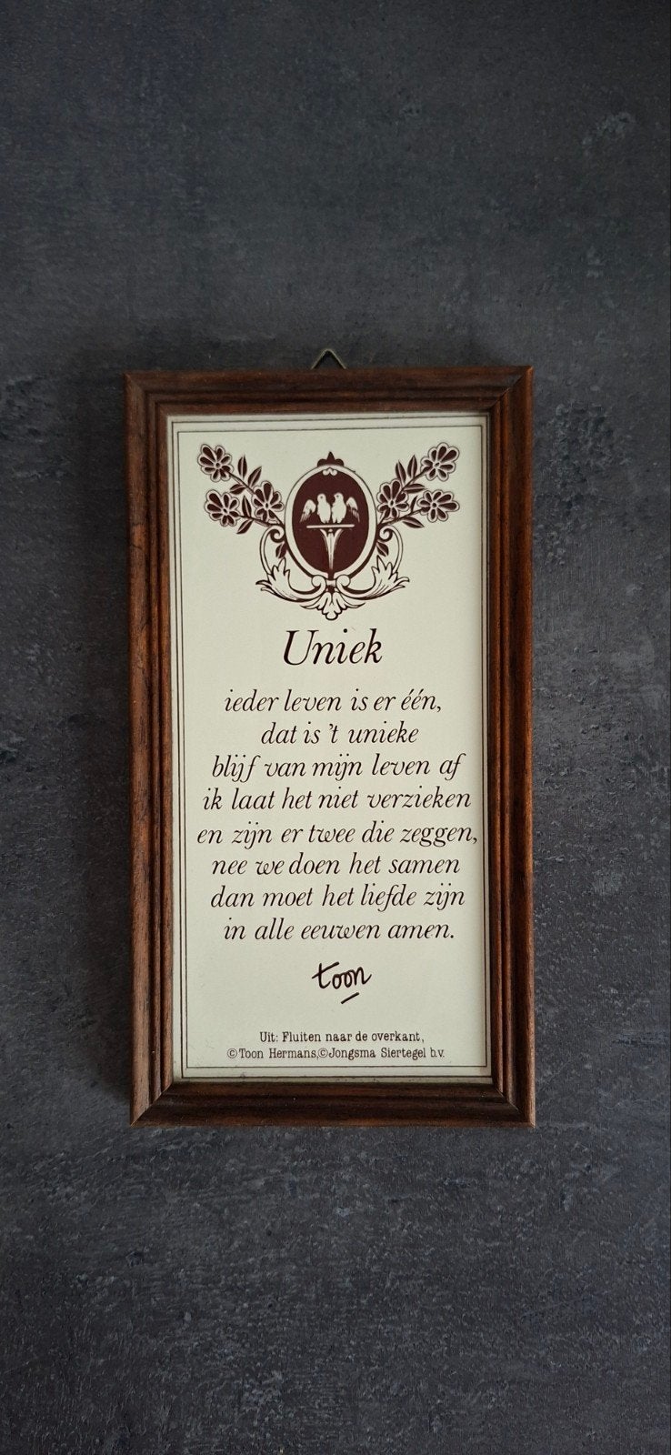 spreuktegel Toon Hermans, Gebruikt, 21 cm, Ophalen of Verzenden, 11 cm