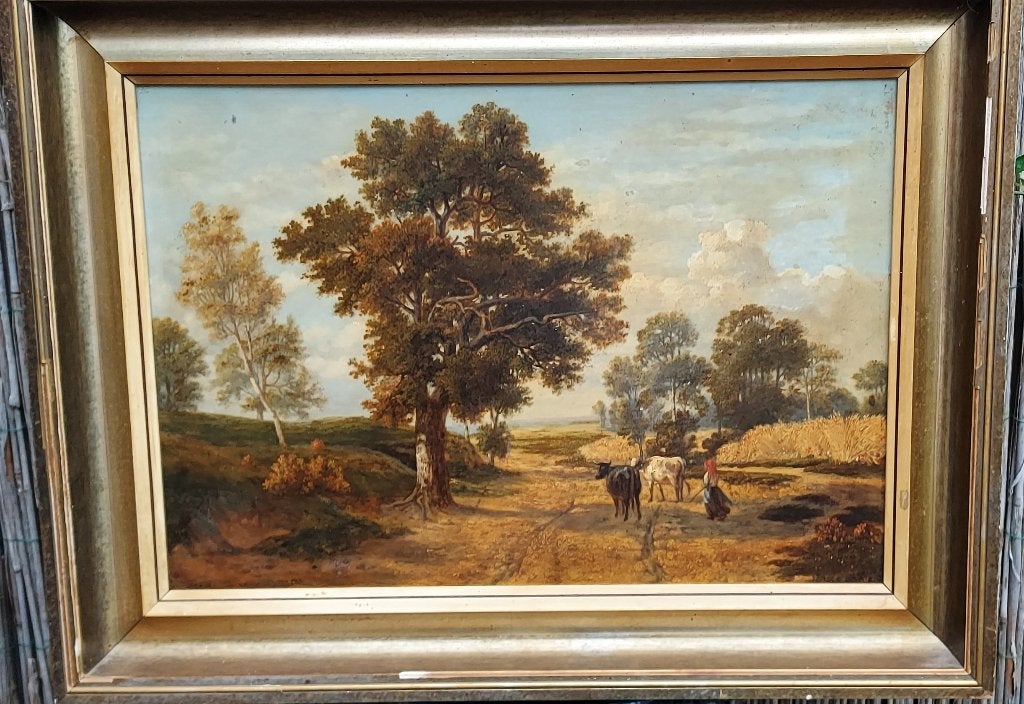 antiek schilderij van J.H.Barend Koekkoek op paneel "76., Paneel, Nederlandse school, Bijzondere lijst, Ophalen of Verzenden