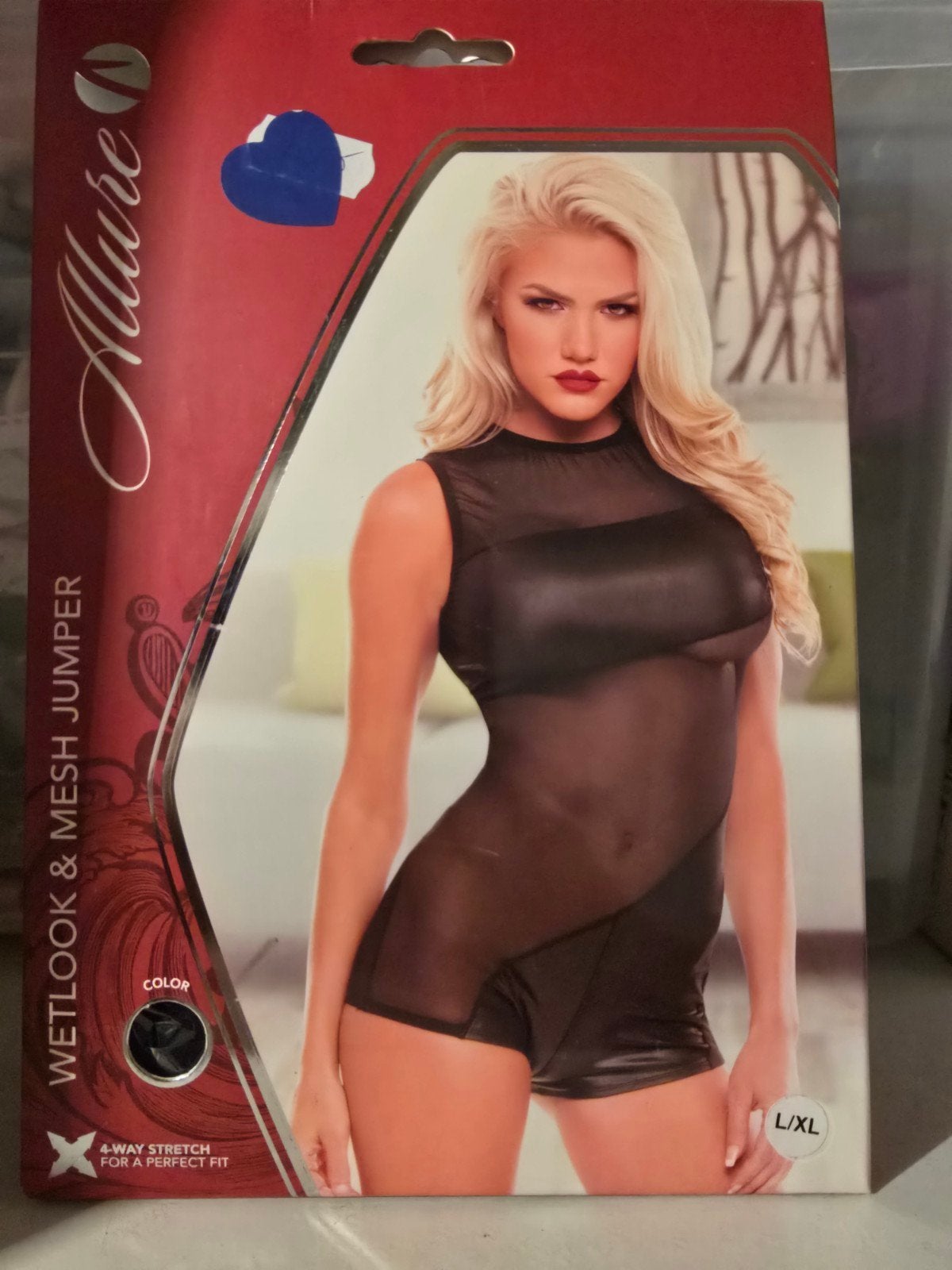 Allure Wetlook & Mesh Jumper - Sexy Romper, Allure, Verzenden, Zwart, Overige typen