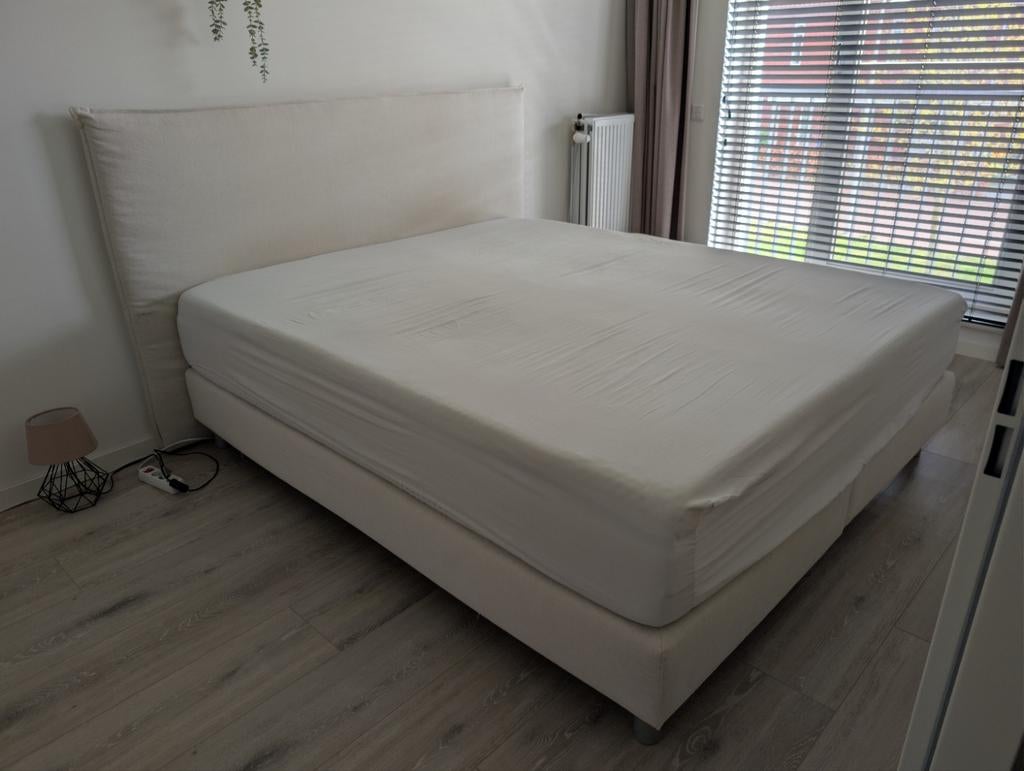Tweepersoons boxspring met topper, zo goed als nieuw, Ophalen, 210 cm, Tweepersoons, Zo goed als nieuw