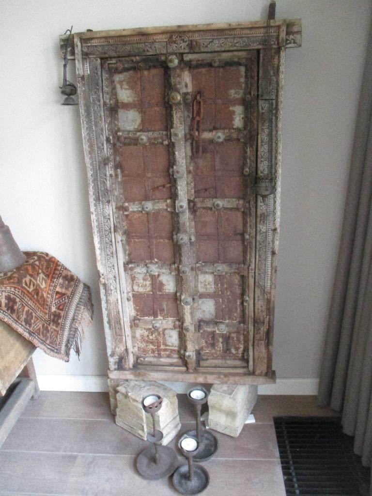 oude dikke zware deur uit India, Antiek en Kunst, Curiosa en Brocante, Ophalen