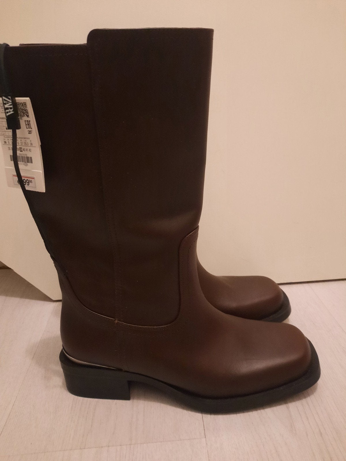Nieuwe Zara leren laarzen - Bruin, Ophalen, Hoge laarzen, Bruin, Zara