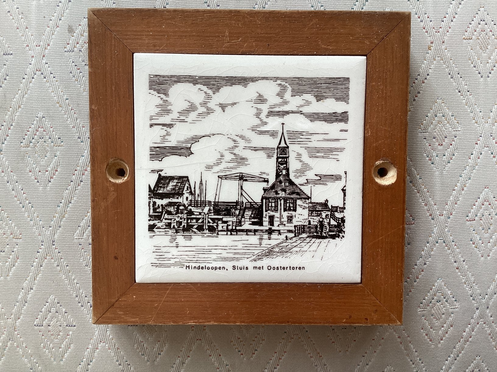Hindeloopen Sluis met Oostertoren / tegel 8.5 cm, Antiek en Kunst, Ophalen of Verzenden