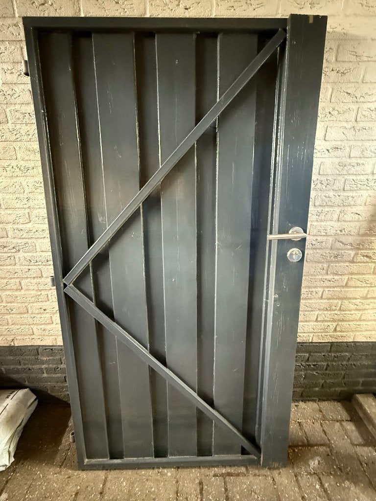 tuindeur met stalen frame en RVS slot, Tuin en Terras, Tuinpoorten, Ophalen, Gebruikt, Minder dan 100 cm, Draaipoort