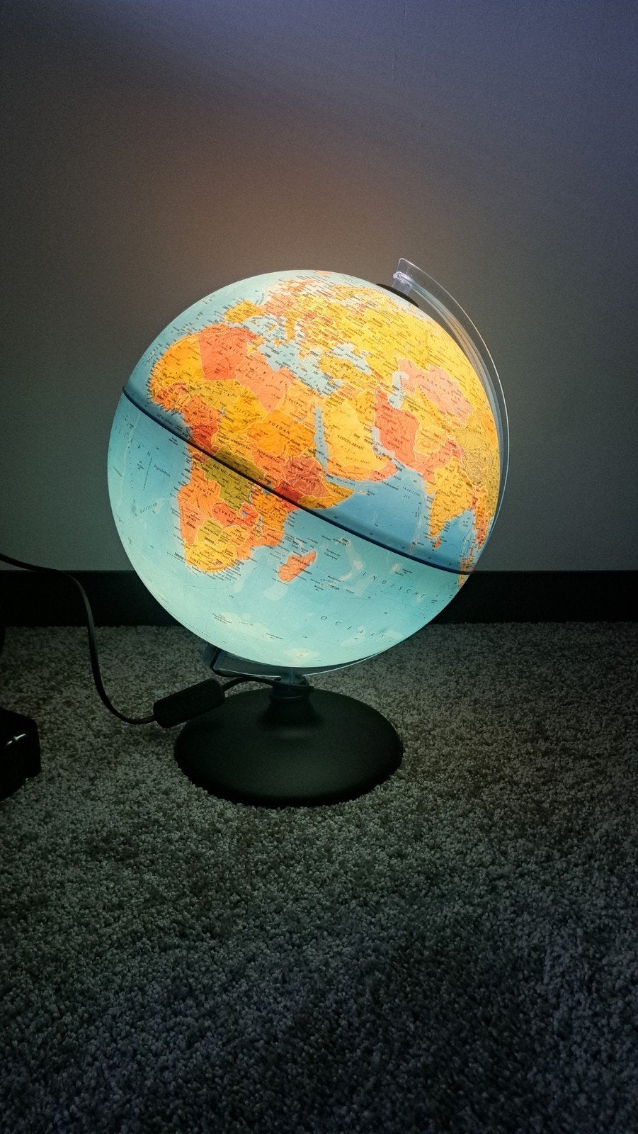 wereldbol lamp, Ophalen