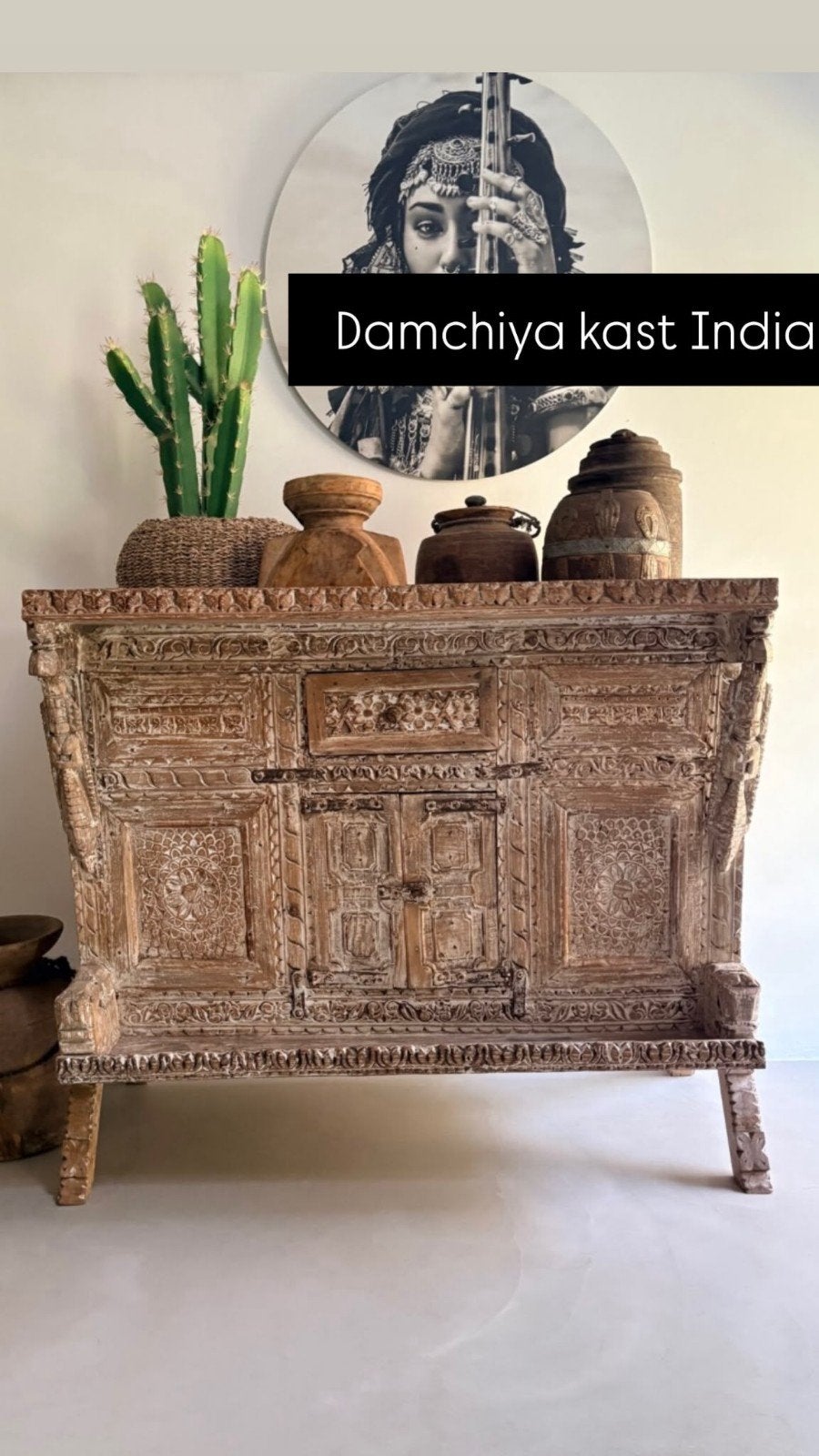 antieke damchiya kast uit India, Huis en Inrichting, Woonaccessoires | Kisten, Ophalen, Gebruikt, 100 tot 150 cm, 75 – 100