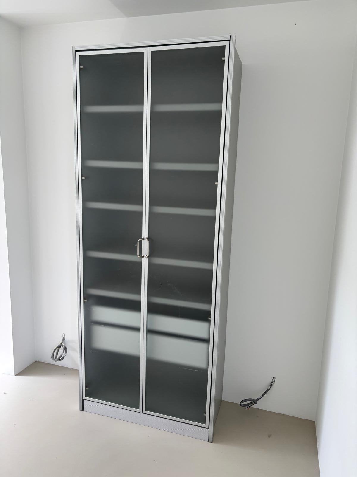 Aluminium glazen kledingkast met lades, Huis en Inrichting, Ophalen, 200 cm of meer, 50 tot 100 cm, Met lade(s)