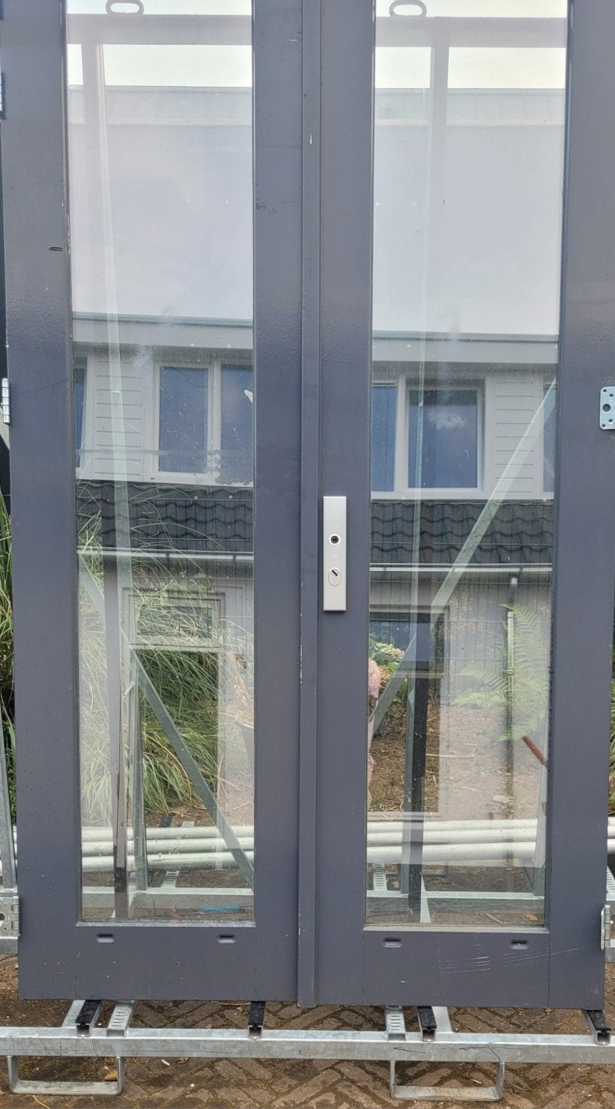 Hardhouten openslaande tuindeuren / dubbele deuren, Doe-het-zelf en Verbouw, Ophalen, Gebruikt, Buitendeur, 120 cm of meer
