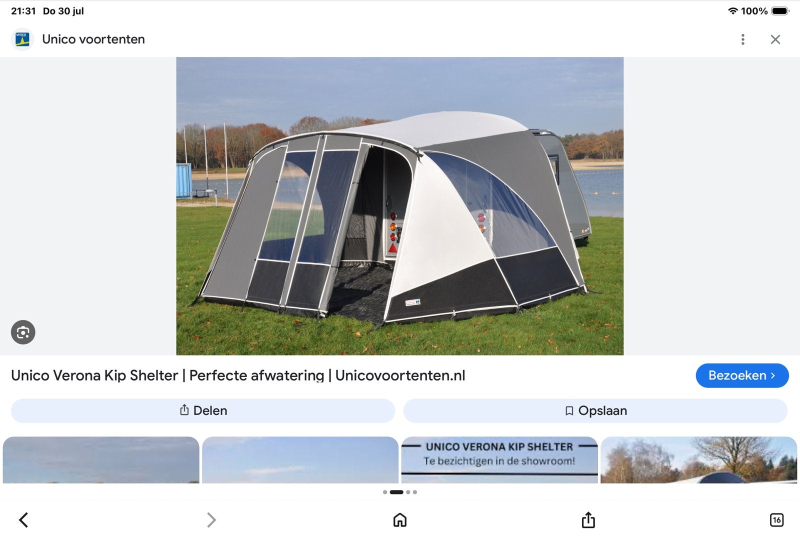 Unico Verona Kip Shelter voortent - Zo goed als nieuw, Ophalen, Gebruikt, Ten Cate All Season 240g/m2, Unico Ventura
