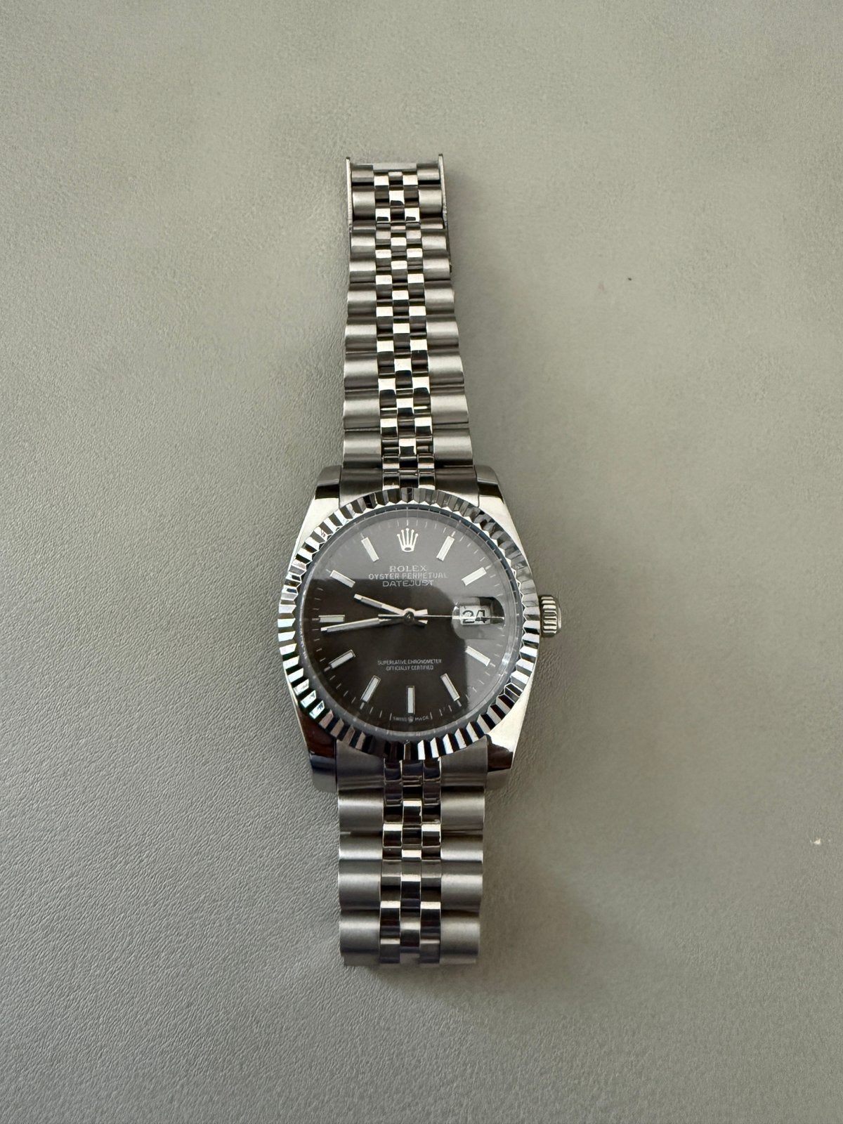 Rolex Datejust 36mm Grey Dial Jubilee, Ophalen of Verzenden, Zo goed als nieuw, Staal, Rolex