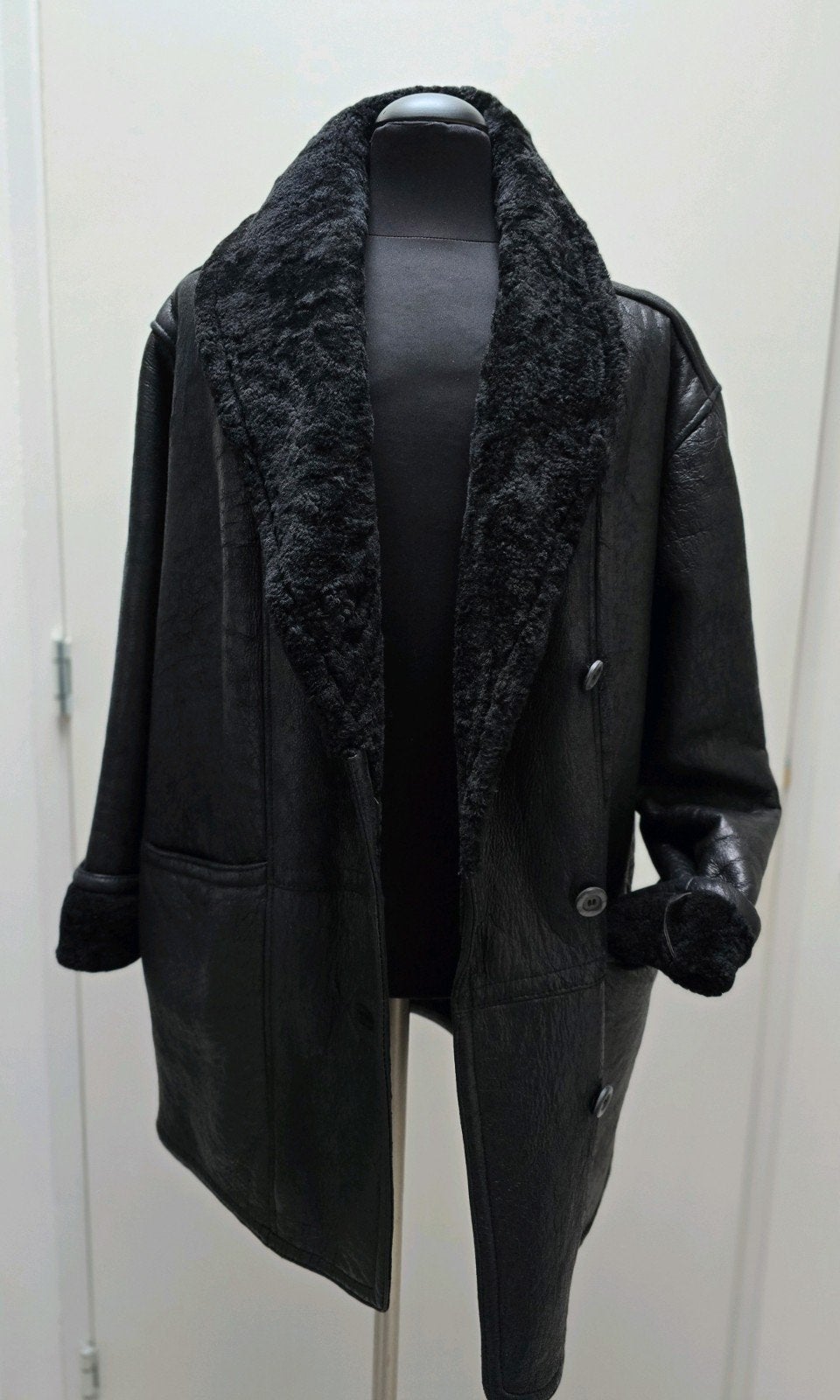 All black lammy coat parka mt. 40 echt lamsleer en vacht, Kleding | Dames, Maat 38/40 (M), Zwart, Ophalen of Verzenden, Zo goed als nieuw