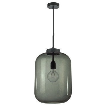 KARWEI hanglamp Juno XXL - rookglas incl. Calex lange lamp, Ophalen, Zo goed als nieuw, Glas, E27 (groot)