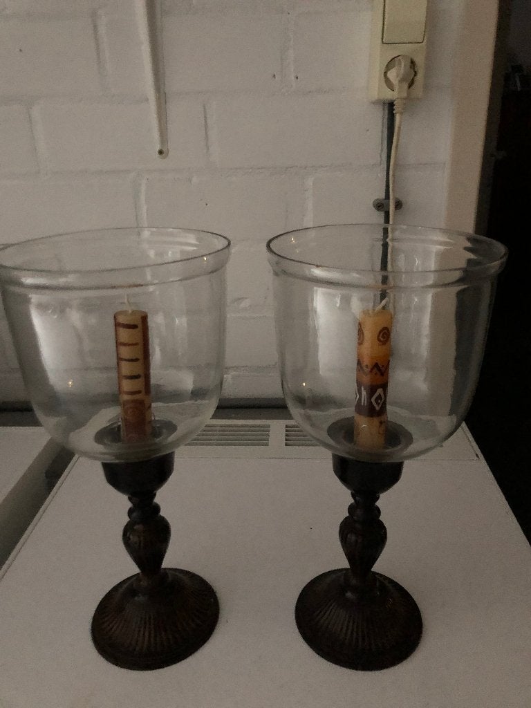 antiek kaars kelken, Ophalen of Verzenden, Zo goed als nieuw, Bruin, Kandelaar