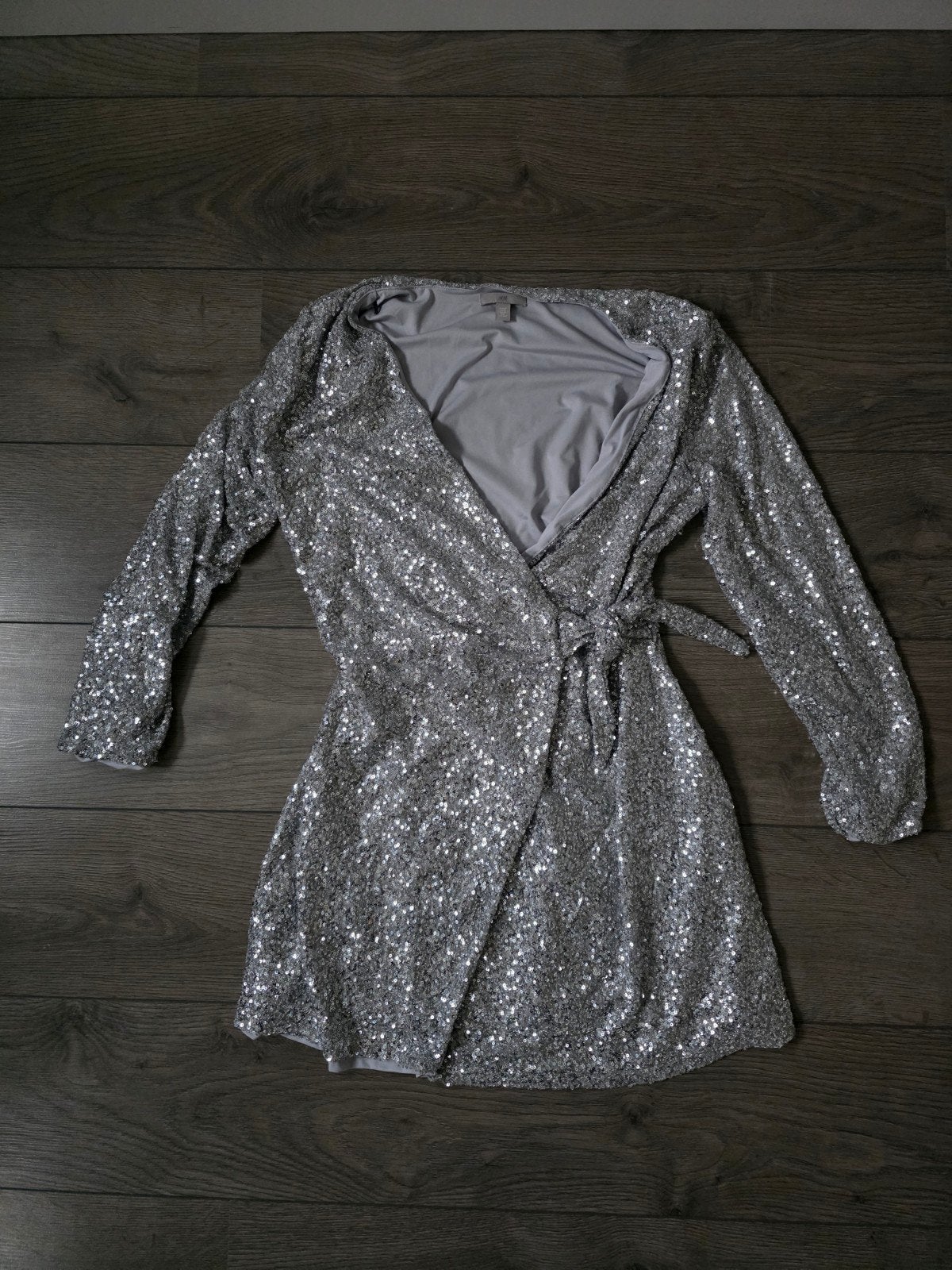 H&M GLITTER JURK JURKJE | MAAT M ZILVER GRIJS | LANGE MOUWEN, Kleding | Dames, Jurken, Maat 38/40 (M), H&M, Nieuw, Ophalen of Verzenden
