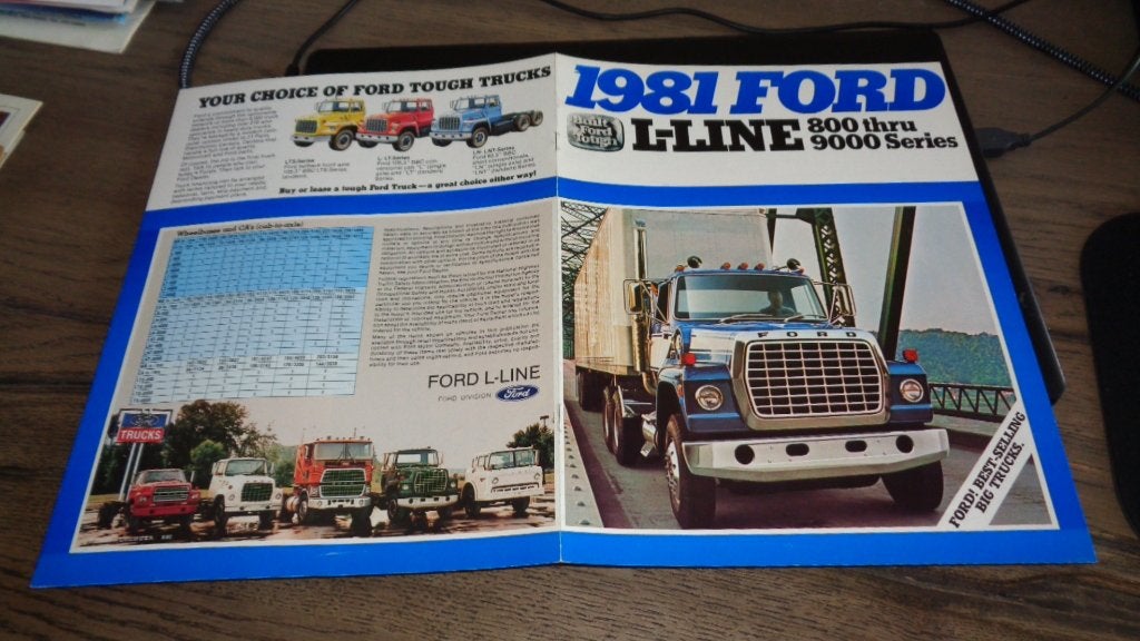 USA Folder  FORD L-LINE 800 thru 9000 Series  ,  1981, Verzenden, Nieuw, Ford
