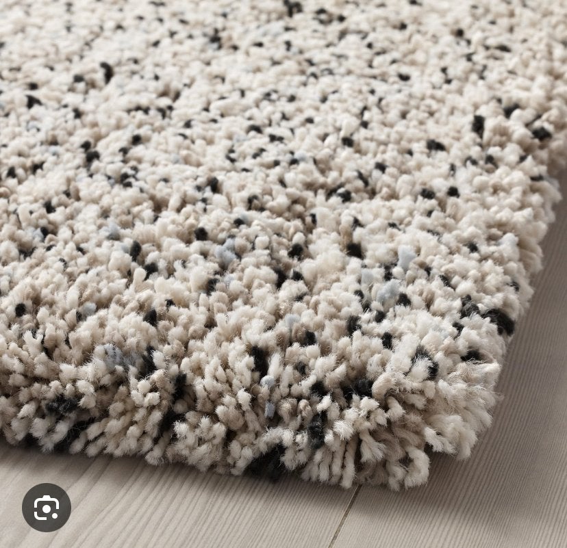 IKEA VINDUM Vloerkleed - 133x180 cm - Crème/Zwart, Ophalen, 100 tot 150 cm, Zo goed als nieuw, Crème