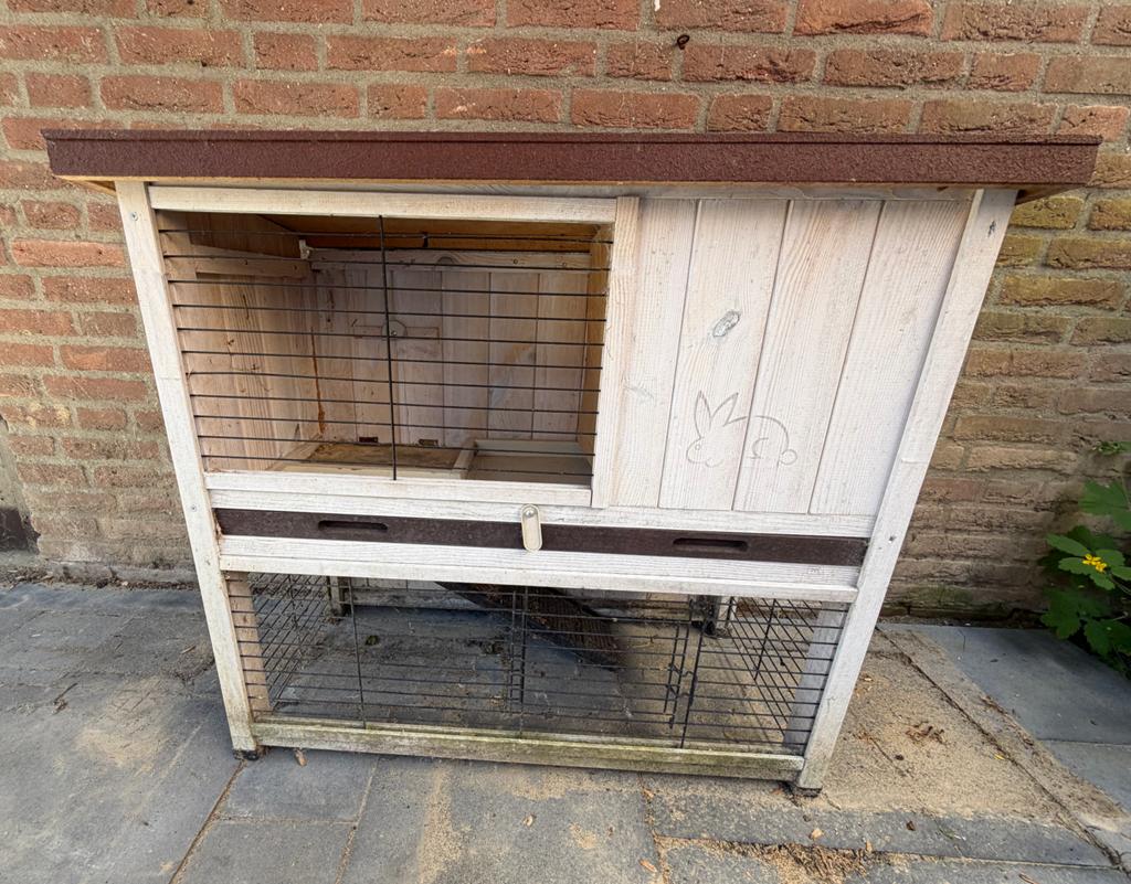 houten konijnenhok voor buiten, Ophalen, 110 cm of meer, Hok, 90 cm of meer