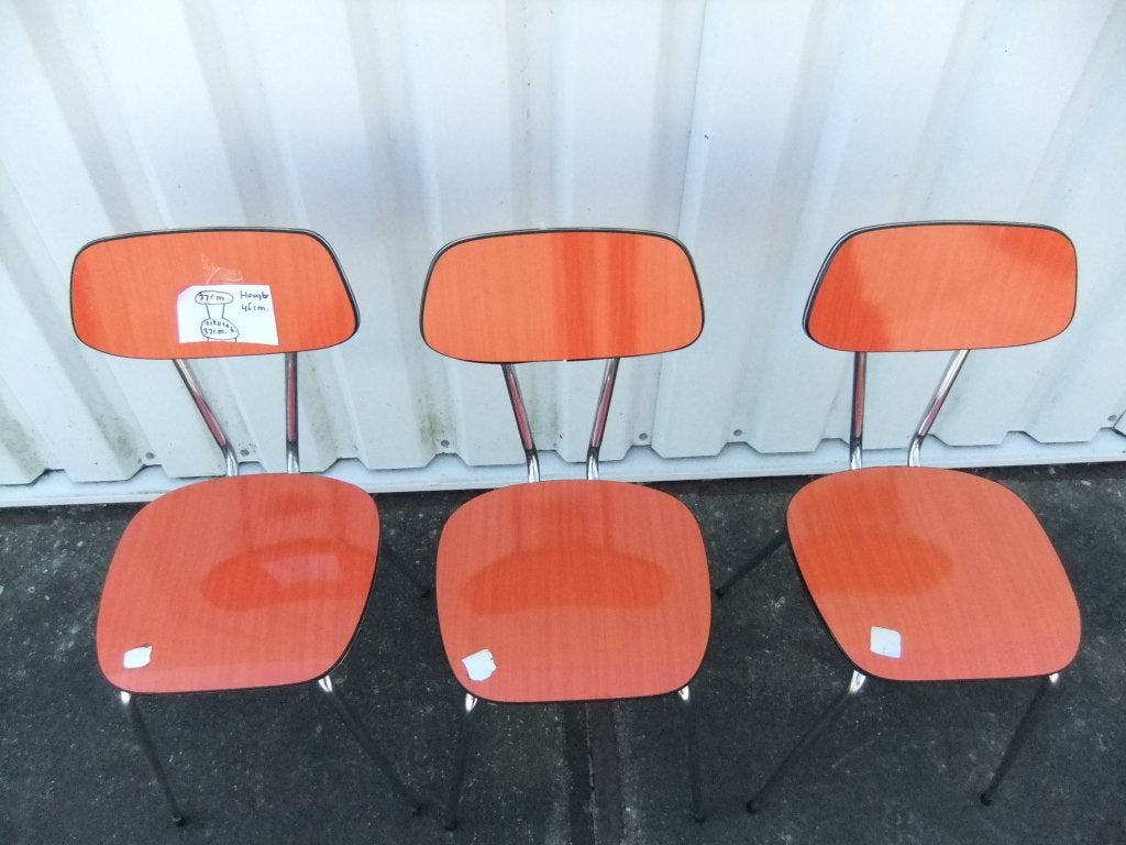 Vintageset Formica tafel 3 stoelen € 165, Ophalen, Gebruikt