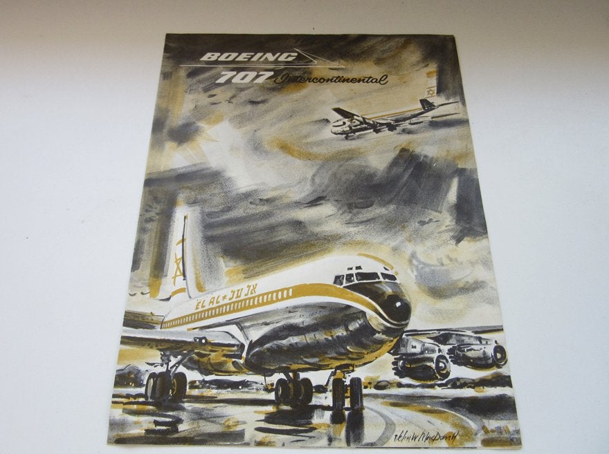 Boeing 707 Intercontinental ELAL brochure, Verzenden, Zo goed als nieuw, Overige typen