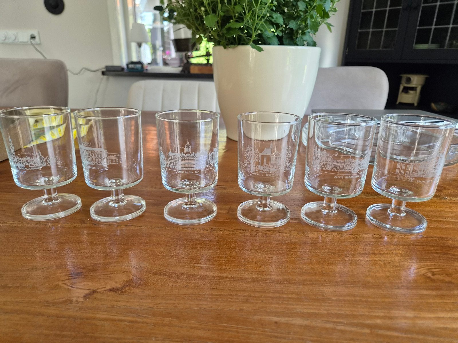 Set van 6 vintage glaasjes met Nederlandse paleizen, Ophalen of Verzenden