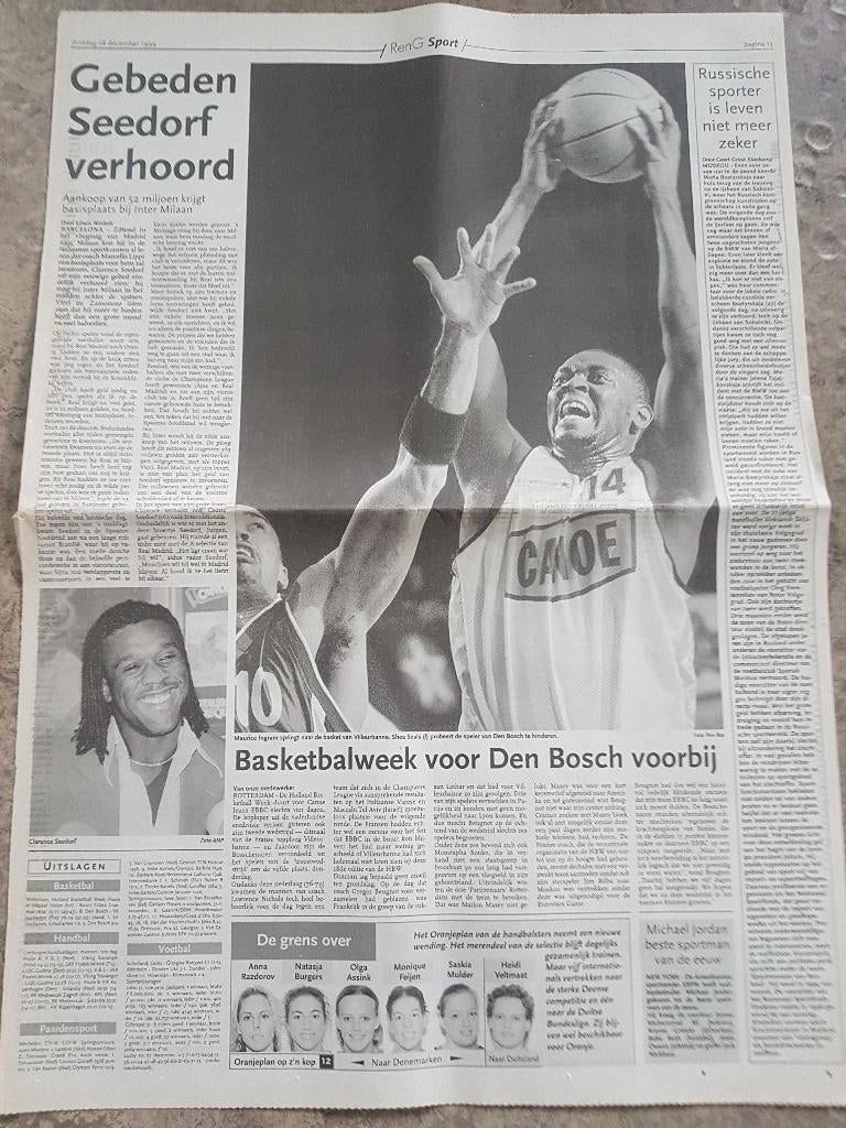 Voetbal. Seedorf krijgt basis bij Inter Milaan (1999), Ophalen of Verzenden, 1980 tot heden, Knipsel(s)