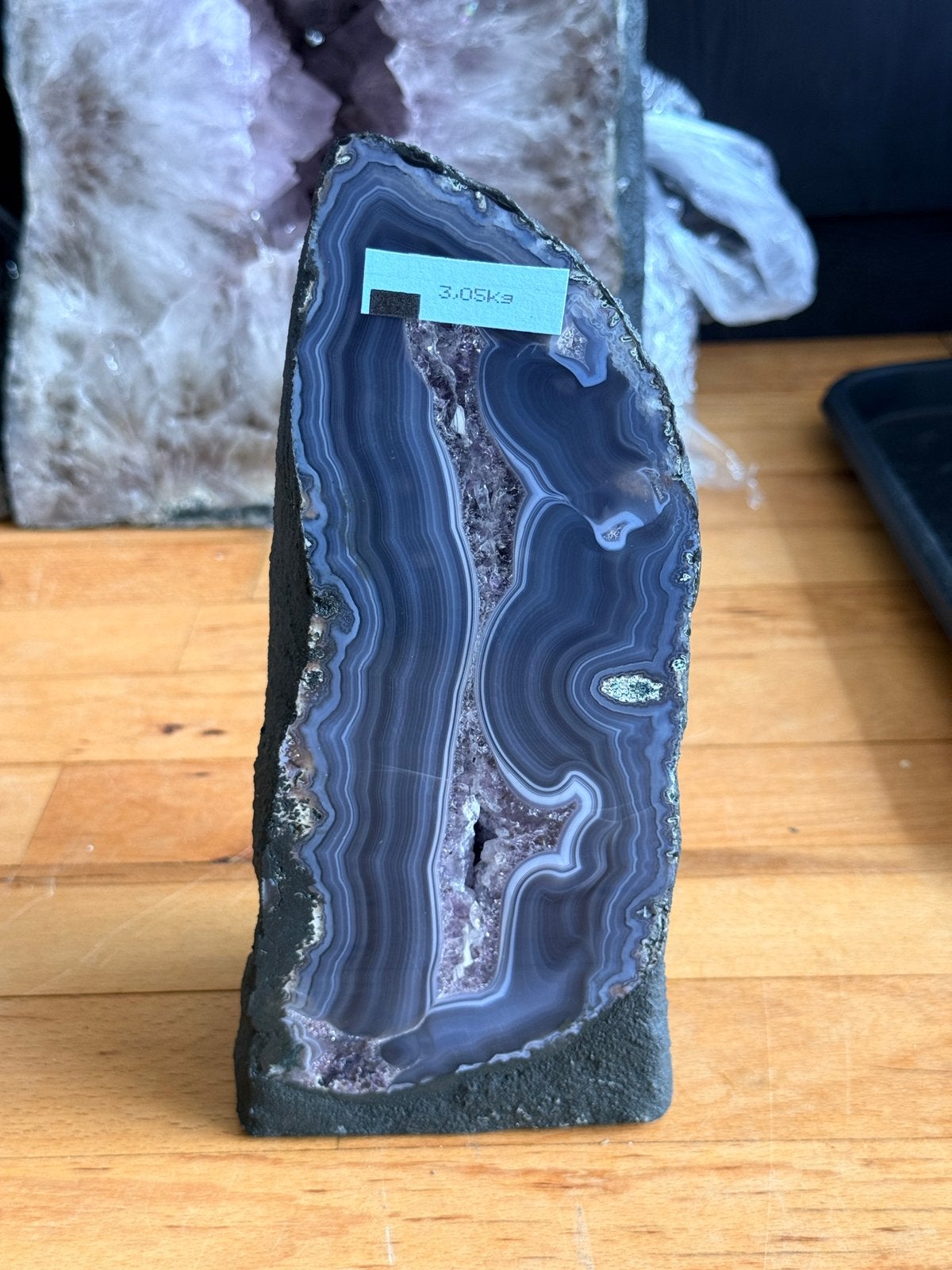 Agaat geode met amethist, Verzamelen, Mineralen en Fossielen, Ophalen of Verzenden