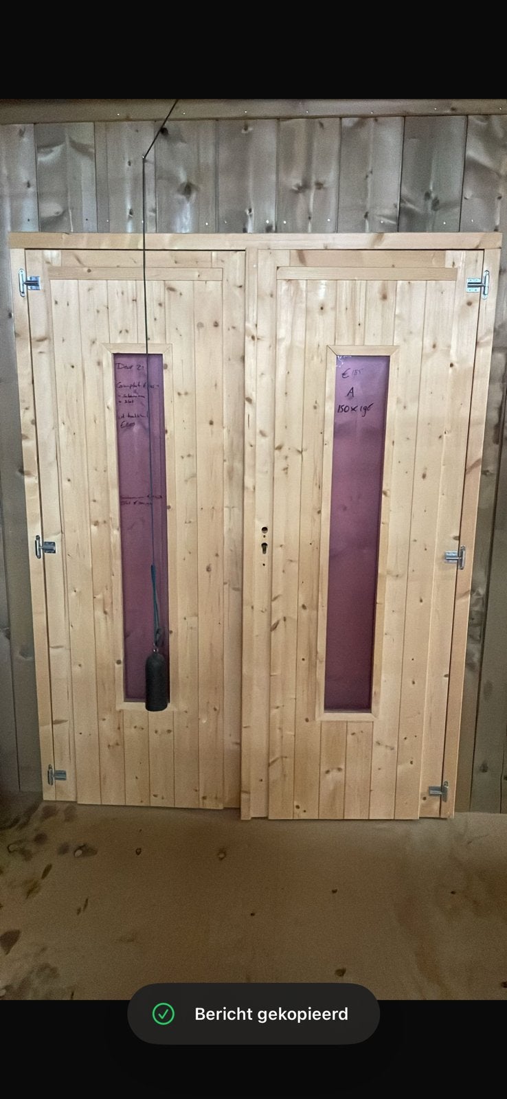Dubbele deuren sauna veranda deur tuinhuisdeur vuren, Binnendeur, 6702 pc, 200 tot 215 cm, Bullinga