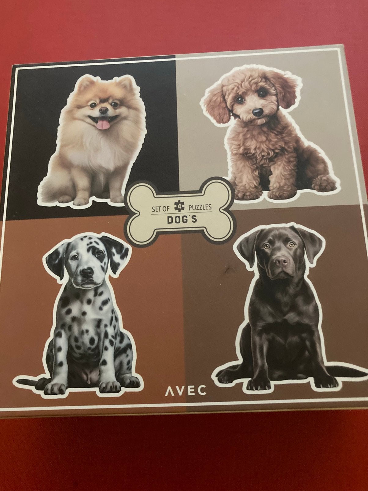 4 in 1 puzzel honden, Ophalen of Verzenden, Minder dan 500 stukjes, Zo goed als nieuw