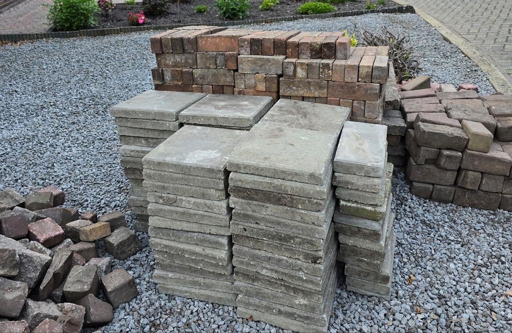 Gratis bestrating stenen waaltjes tegels, Ophalen, Gebruikt, Klinkers, Natuursteen